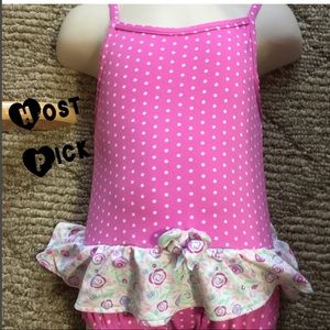 Archimedes girl’s pink polka dot bathing suit new